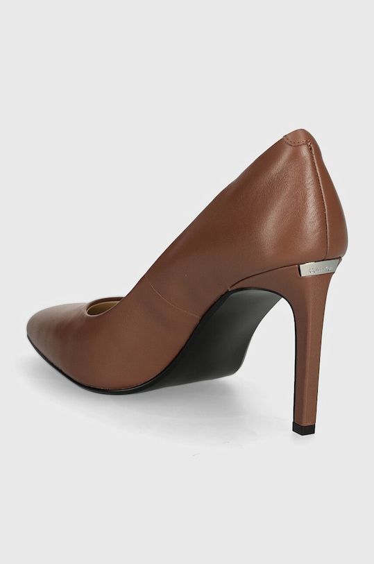 Încălțăminte Calvin Klein stilettos de piele HEEL PUMP 90 LTH HW0HW02171 maro