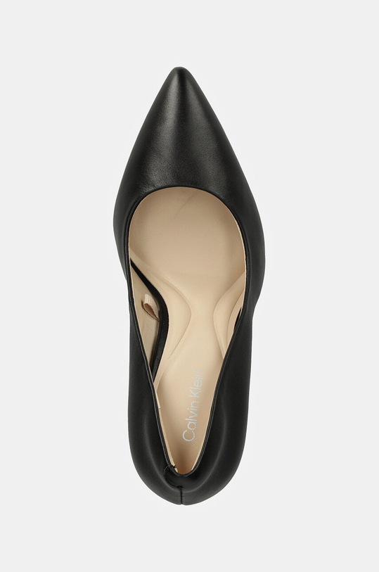 Calvin Klein szpilki skórzane HEEL PUMP 90 LTH czarny HW0HW02171