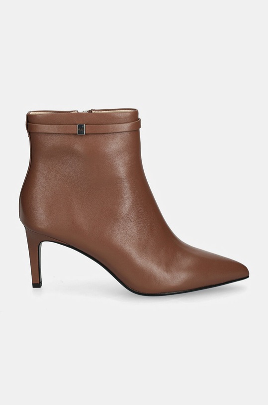 Кожени боти Calvin Klein HEEL ANKLE BOOT 70 W/HW LTH HW0HW02172 кафяв AW24