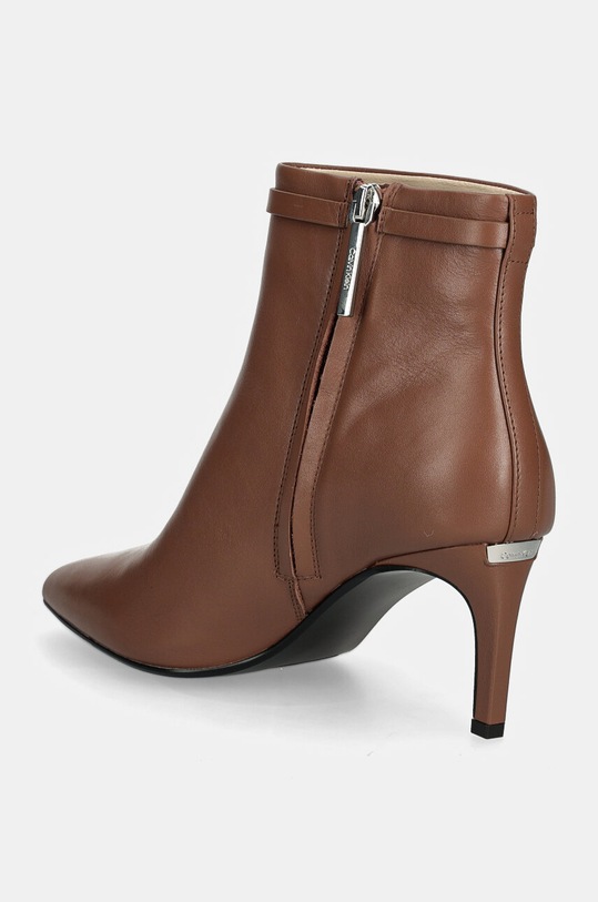 Обувки Кожени боти Calvin Klein HEEL ANKLE BOOT 70 W/HW LTH HW0HW02172 кафяв