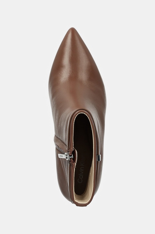 Кожени боти Calvin Klein HEEL ANKLE BOOT 70 W/HW LTH кафяв HW0HW02172