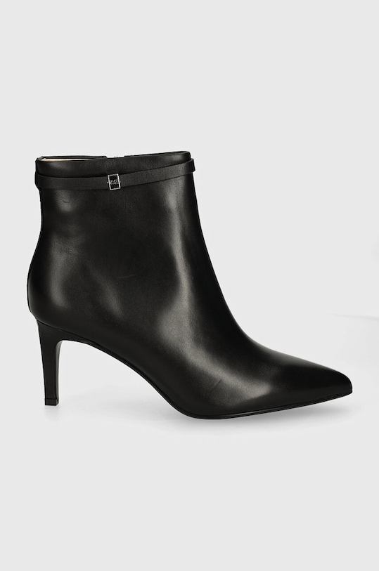 Calvin Klein cizme de piele HEEL ANKLE BOOT 70 W/HW LTH HW0HW02172 negru AW24