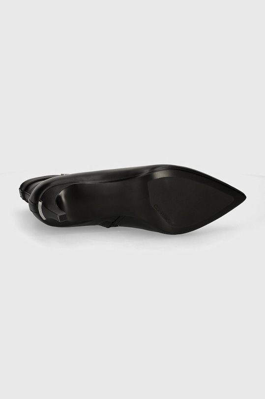 Calvin Klein cizme de piele HEEL ANKLE BOOT 70 W/HW LTH HW0HW02172 negru