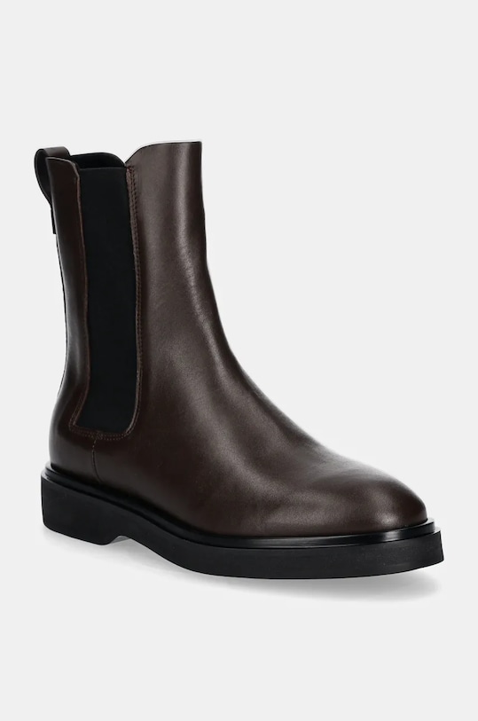 Kožené kotníkové boty Calvin Klein FLAT CHELSEA BOOT LTH nezateplené hnědá HW0HW02180