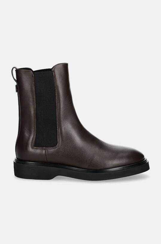 Kožené kotníkové boty Calvin Klein FLAT CHELSEA BOOT LTH HW0HW02180 hnědá AW24