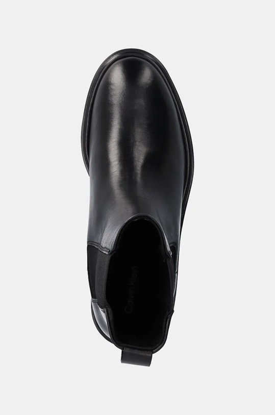 Calvin Klein sztyblety skórzane FLAT CHELSEA BOOT LTH czarny HW0HW02180