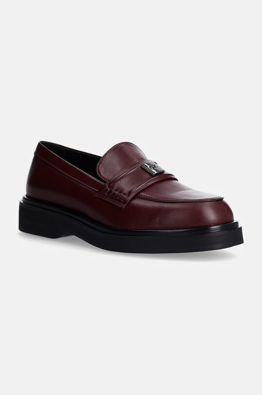 Кожаные мокасины Calvin Klein LOAFER W/HW LTH платформа бордо HW0HW02182