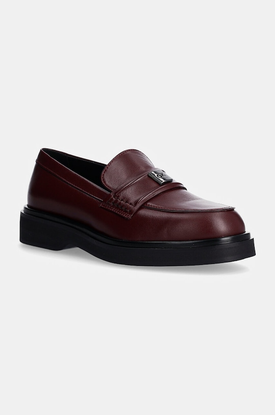 Calvin Klein mocasini de piele LOAFER W/HW LTH piele burgundia HW0HW02182