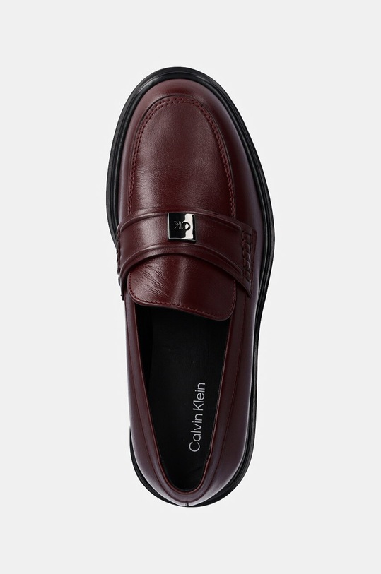 Calvin Klein mocasini de piele LOAFER W/HW LTH burgundia HW0HW02182