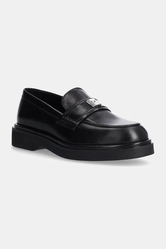 Calvin Klein mokasyny skórzane LOAFER W/HW LTH platforma czarny HW0HW02182