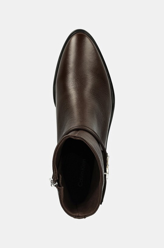 Шкіряні черевики Calvin Klein HEEL ANKLE BOOT 30 W/HW LTH коричневий HW0HW02183