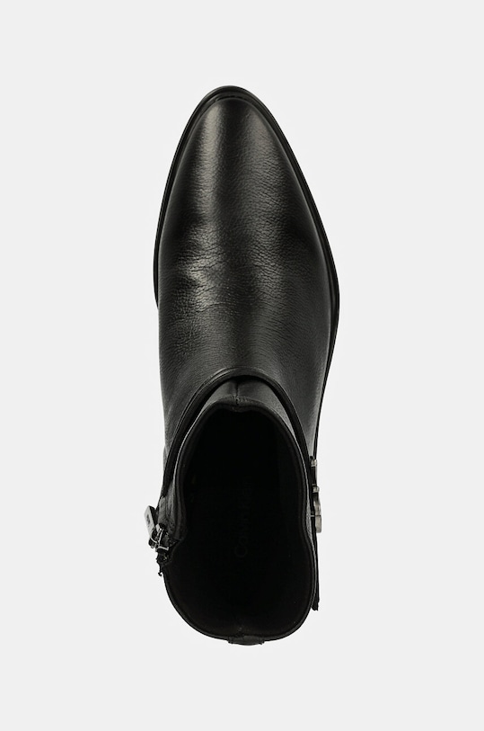 Calvin Klein botki skórzane HEEL ANKLE BOOT 30 W/HW LTH czarny HW0HW02183