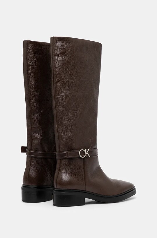 Încălțăminte Calvin Klein ghete de piele HEEL KNEE BOOT 30 W/HW LTH HW0HW02184 maro