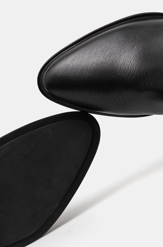 Kožené kozačky Calvin Klein HEEL KNEE BOOT 30 W/HW LTH černá HW0HW02184