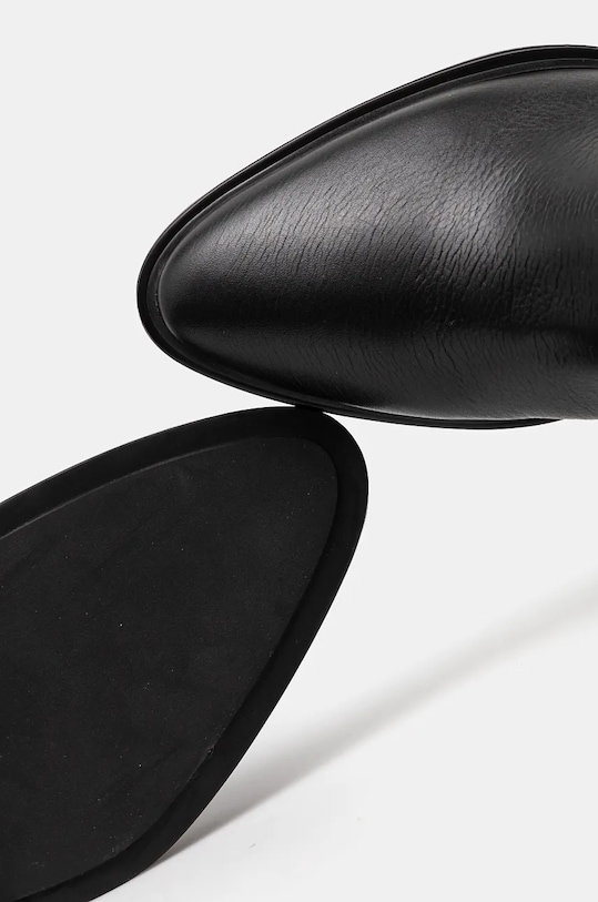 Usnjeni elegantni škornji Calvin Klein HEEL KNEE BOOT 30 W/HW LTH črna HW0HW02184