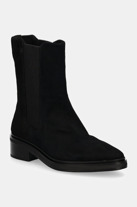 Semišové kotníkové boty Calvin Klein HEEL CHELSEA BOOT 30 SUE semišová kůže černá HW0HW02191