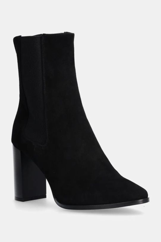 Calvin Klein cizme chelsea din nubuc HEEL CHELSEA BOOT 85 SUE peste 8 cm negru HW0HW02192