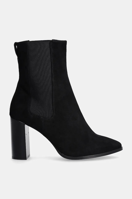 Nubukové kotníkové boty Calvin Klein HEEL CHELSEA BOOT 85 SUE HW0HW02192 černá AW24