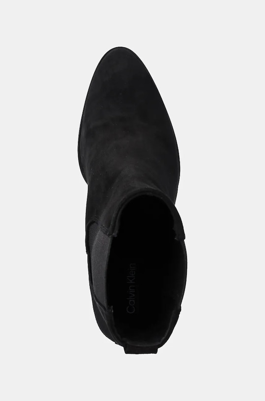 Nubukové kotníkové boty Calvin Klein HEEL CHELSEA BOOT 85 SUE černá HW0HW02192