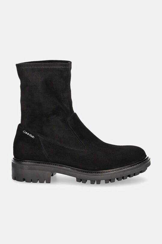 Замшевые ботинки Calvin Klein FLAT SOCK BOOT SUE MIX HW0HW02199 чёрный AW24