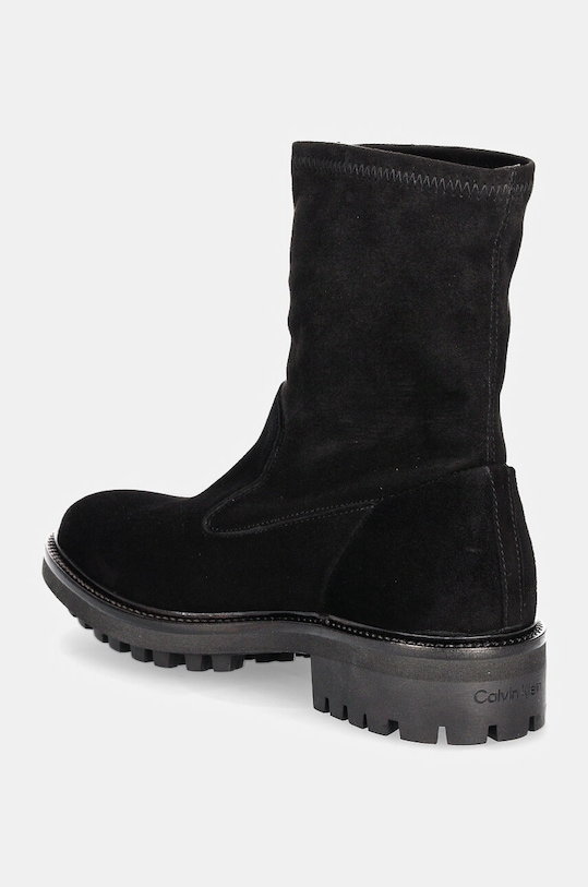 Încălțăminte Calvin Klein cizme din piele intoarsa FLAT SOCK BOOT SUE MIX HW0HW02199 negru