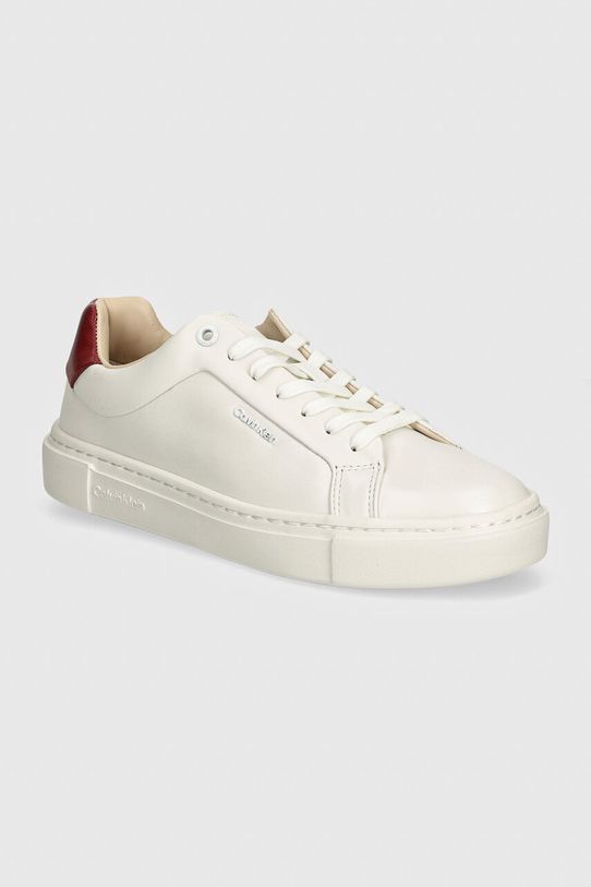 Calvin Klein sneakersy CUPSOLE LACE UP W/ML LTH imitacja skóry licowej biały HW0HW02201