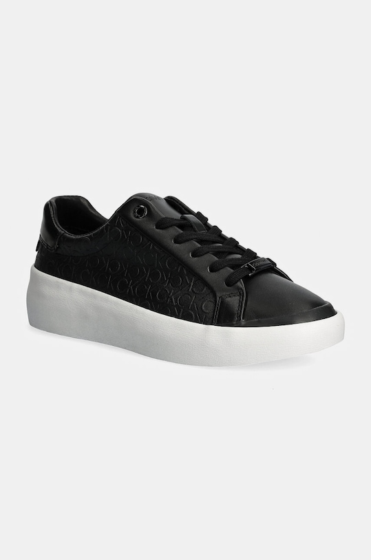 Sneakers boty Calvin Klein VULC LACE UP MONO MIX přírodní kůže černá HW0HW02212