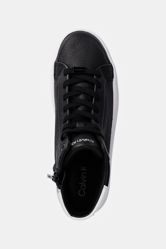 Calvin Klein sneakersy skórzane VULC HIGH TOP LTH czarny HW0HW02213