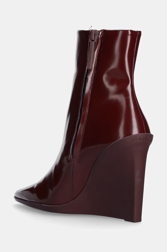 Obuwie Calvin Klein botki skórzane WEDGE ANKLE BOOT 90 LTH HW0HW02256 bordowy