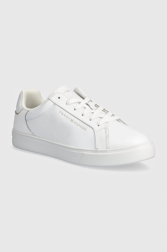 Kožené sneakers boty Tommy Hilfiger ESSENTIAL COURT SNEAKER plochá bílá FW0FW08000