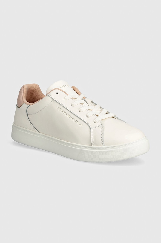 Kožené sneakers boty Tommy Hilfiger ESSENTIAL COURT SNEAKER plochá béžová FW0FW08000