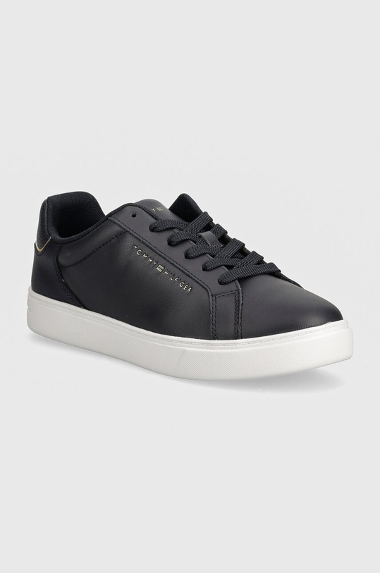 Kožené sneakers boty Tommy Hilfiger ESSENTIAL COURT SNEAKER plochá námořnická modř FW0FW08000