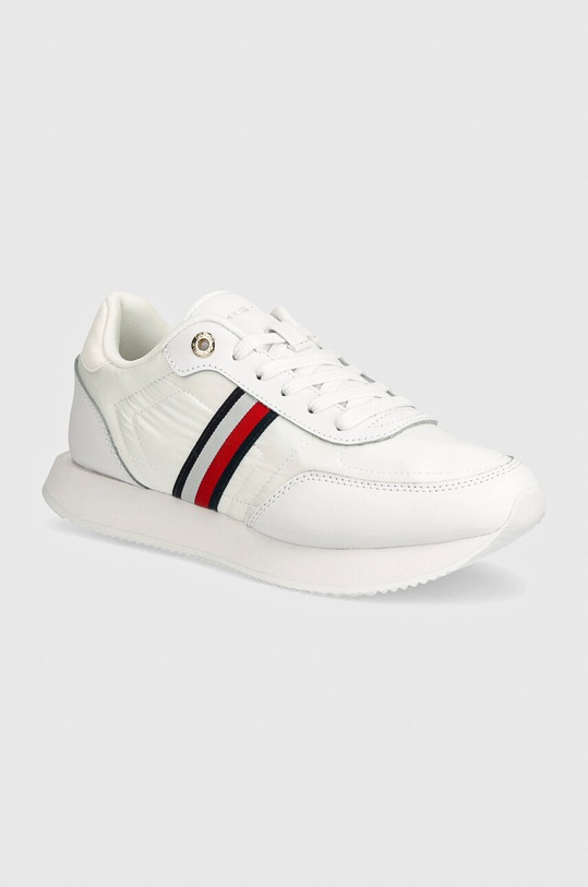 Кросівки Tommy Hilfiger ESSENTIAL RUNNER GLOBAL STRIPES лицьова шкіра білий FW0FW08005