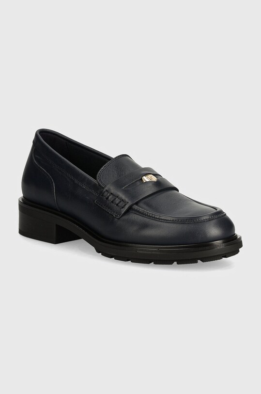 Tommy Hilfiger mocassini in pelle TH PENNY LOAFER pelle fiore blu navy FW0FW08029