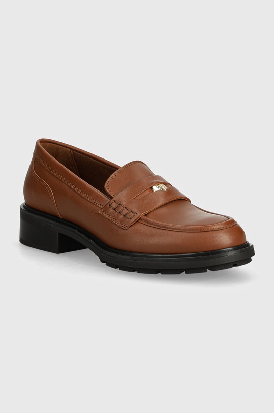 Kožené mokasíny Tommy Hilfiger TH PENNY LOAFER usňová koža hnedá FW0FW08029