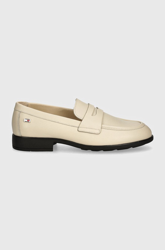 Kožne mokasinke Tommy Hilfiger FLAG LEATHER CLASSIC LOAFER FW0FW08030 bež AW24