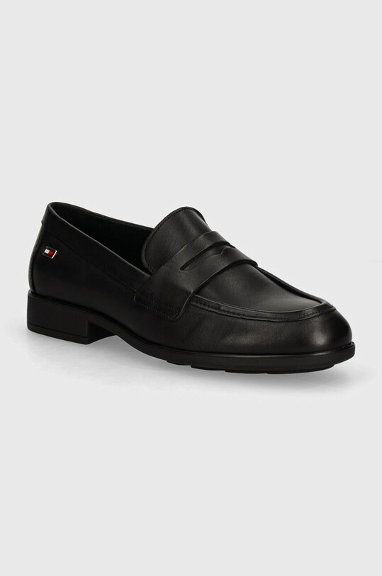 Tommy Hilfiger mokasyny skórzane FLAG LEATHER CLASSIC LOAFER płaski czarny FW0FW08030