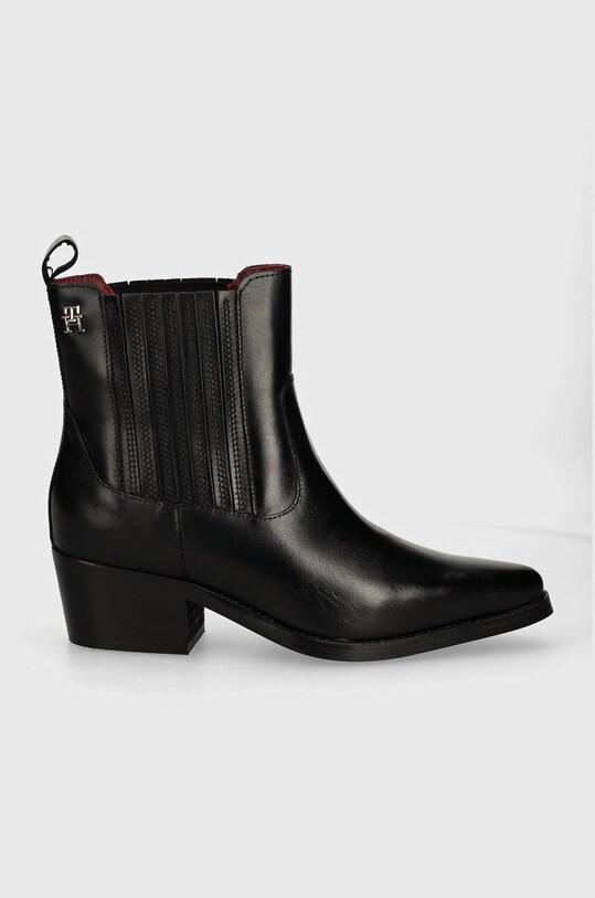 Шкіряні черевики Tommy Hilfiger TH LEATHER COWBOY BOOT FW0FW08033 чорний AW24