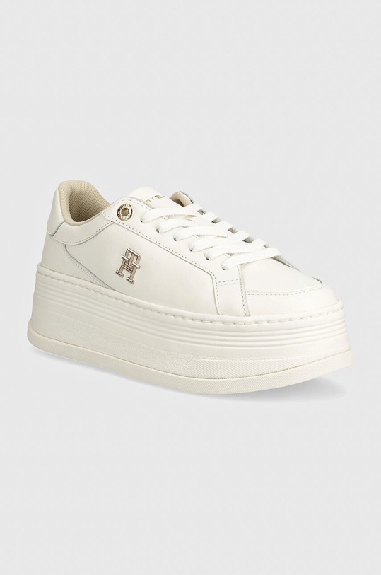 Tommy Hilfiger sneakers in pelle TH PLATFORM SNEAKER LTHR finta pelle fiore bianco FW0FW08209