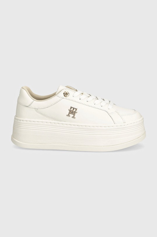 Tommy Hilfiger sneakers in pelle TH PLATFORM SNEAKER LTHR FW0FW08209 bianco AW24