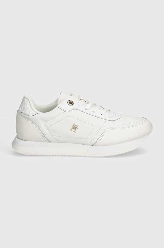 Kožené sneakers boty Tommy Hilfiger ELEVATED ESSENT RUNNER MONOGRAM FW0FW08285 bílá AW24