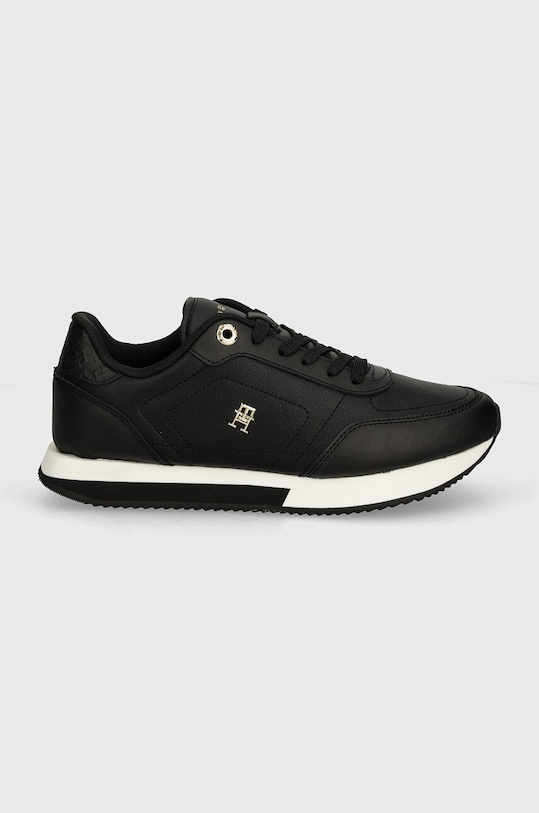 Δερμάτινα αθλητικά παπούτσια Tommy Hilfiger ELEVATED ESSENT RUNNER MONOGRAM FW0FW08285 μαύρο AW24