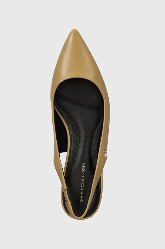Tommy Hilfiger czółenka skórzane TH MID HEEL SLINGBACK beżowy FW0FW08292