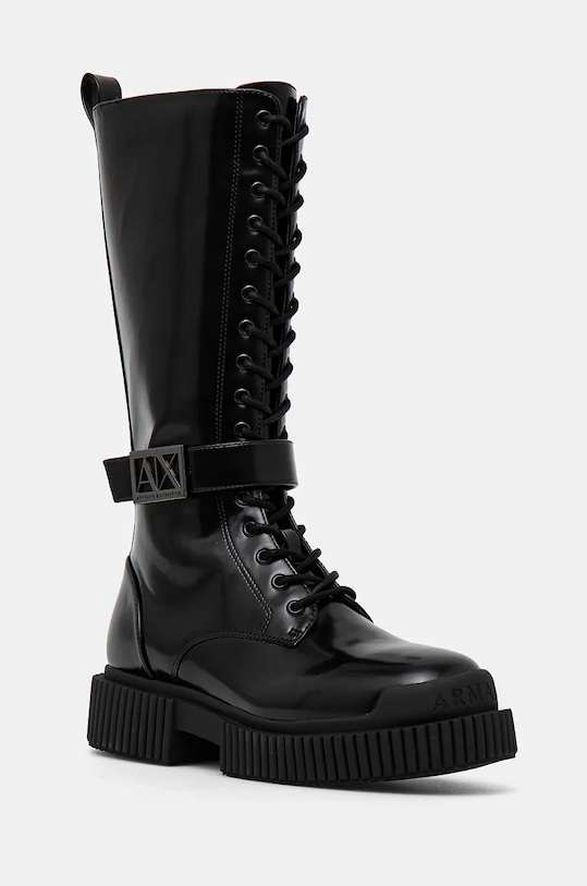 Vysoké čižmy Armani Exchange platforma čierna XDO017.XV876.00002