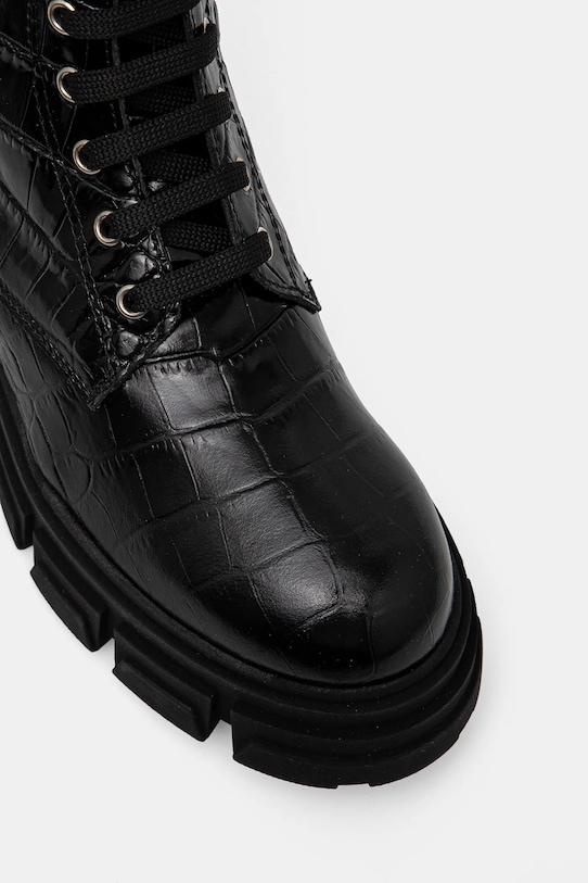 Philipp Plein cizme de piele Croco Gothic negru WSE0838.PLE010N.02