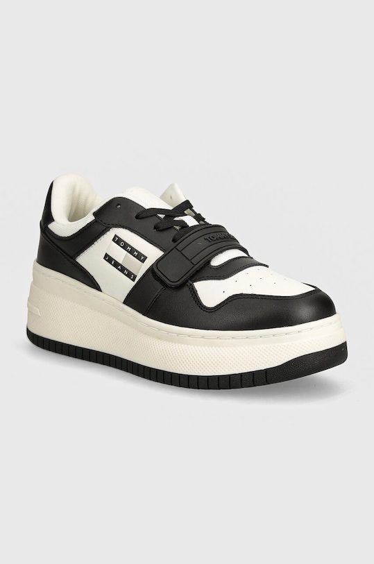 Tommy Jeans sneakersy TJW RETRO BASKET FLATFORM VELCRO tekstylny czarny EN0EN02573