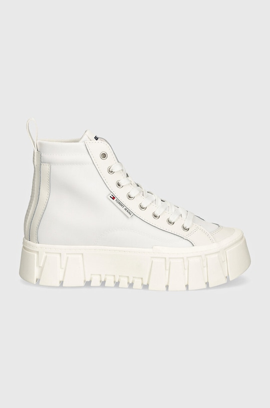 Kecky Tommy Jeans TJW VULC FLATFORM MC MIX MEDIA EN0EN02570 bílá AW24