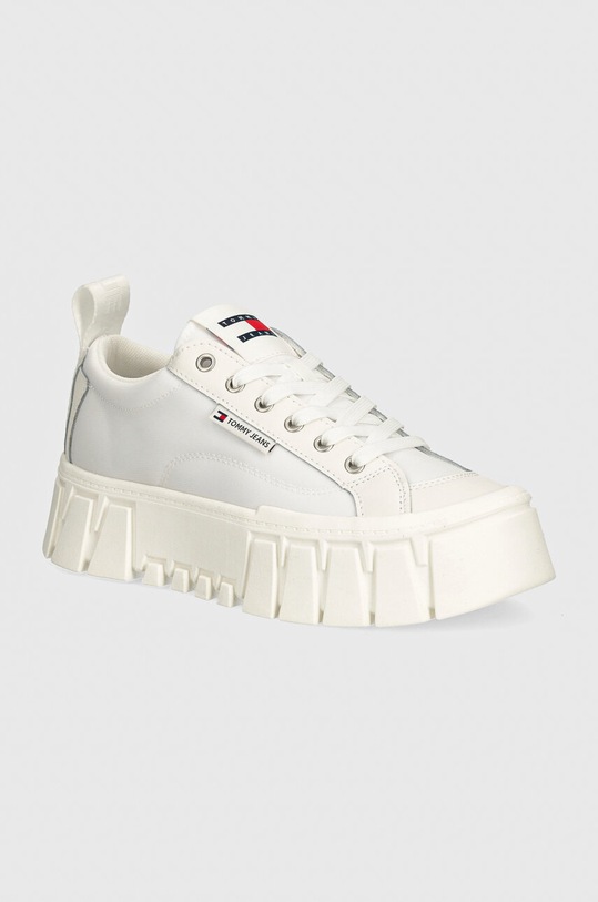 Tenisky Tommy Jeans TJW VULC FLATFORM LC MIX MEDIA přírodní kůže bílá EN0EN02569