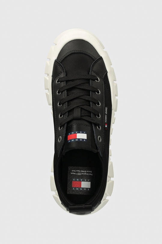Tenisky Tommy Jeans TJW VULC FLATFORM LC MIX MEDIA černá EN0EN02569