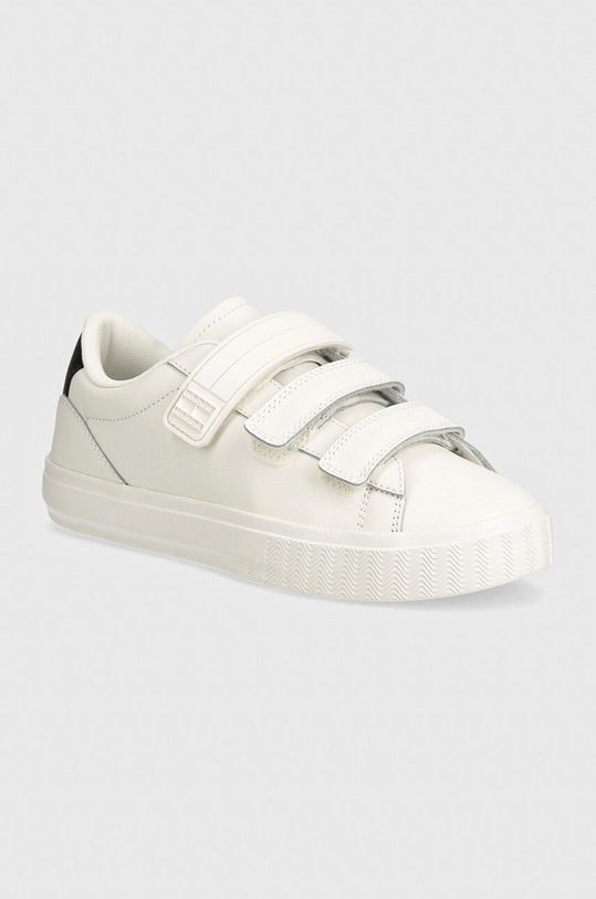 Кожаные кроссовки Tommy Jeans TJW CUPSOLE SNEAKER VELCRO плоская белый EN0EN02568
